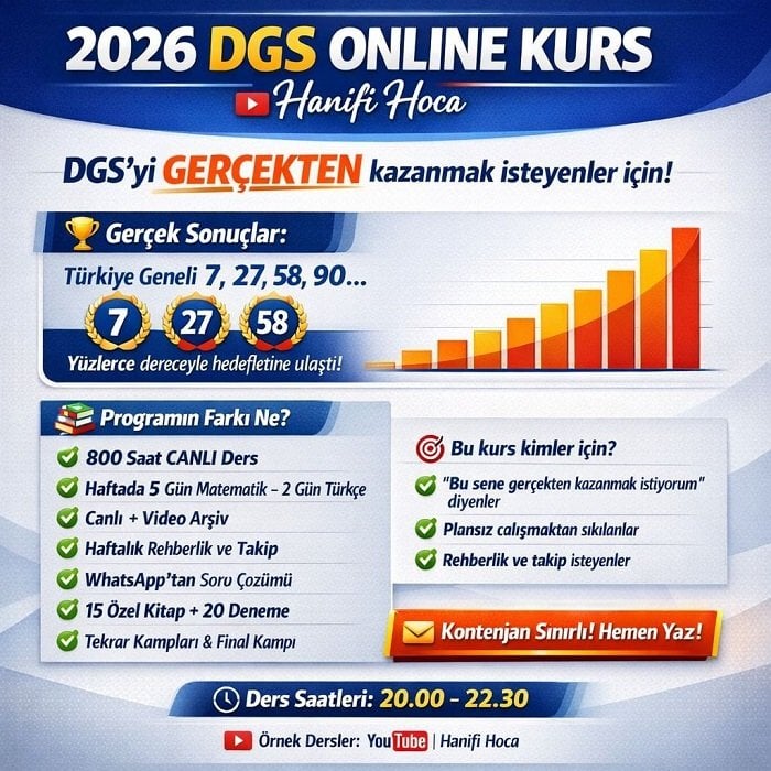 DGS online kurs eğitim içeriği ve müfredat