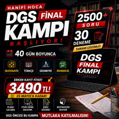 DGS Kampı 2026 | Hanifi Hoca ile Online Final ve Tekrar Kampı | Tüm Konular, 2500 Soru ve 30 Deneme