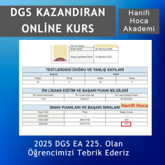 DGS Online Kurs 2026 2027 | 400 Saat Canlı Ders | Hanifi Hoca (6 Basılı Kitap + 9 PDF Kitap)