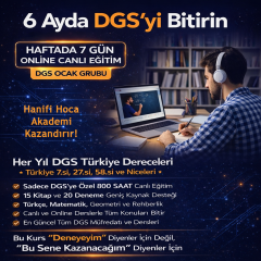 DGS 2026 Online Kurs | Canlı Dersli Kapsamlı Hazırlık (15 Kitap + 20 Deneme)