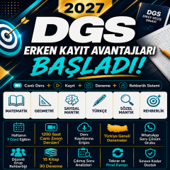 DGS Online Kurs 2027 | 1200 Saat Canlı Ders, 15 Kitap ve 30 Deneme