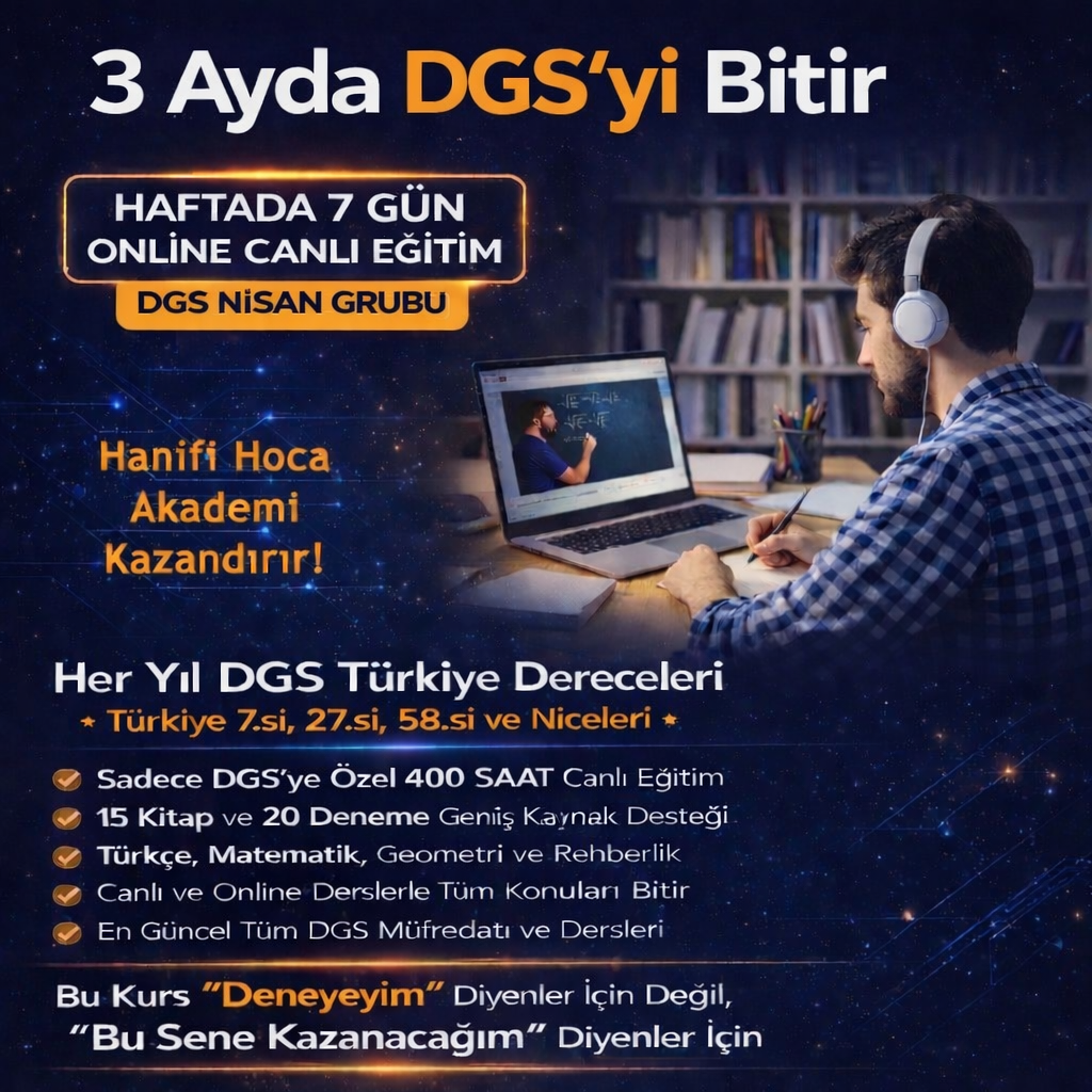 DGS Online Kurs 2026 2027 | 400 Saat Canlı Ders | Hanifi Hoca (6 Basılı Kitap + 9 PDF Kitap)