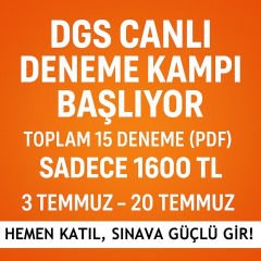 2026 DGS DENEME KAMPI (TOPLAM 15 DENEME PDF) - SINIRLI KONTENJAN