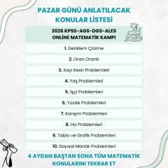 2026 DGS-ALES-KPSS-AGS ONLİNE MATEMATİK KAMPI (4 AYDA TÜM KONULARI BAŞTAN SONA TEKRAR ET)