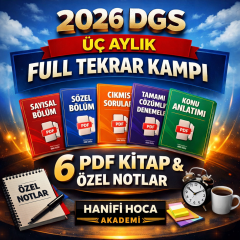 2026 DGS Üç Aylık Full Tekrar Kampı | 6 PDF Kitap ve 20 Deneme - SON 3 KONTENJAN!