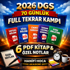 2026 DGS Son 70 Günlük Tekrar Kampı | 6 PDF Kitap 20 Deneme (2. Grup)